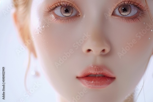 Ethereal Woman with Pale Skin and Delicate Features, Fantasy Art photo
