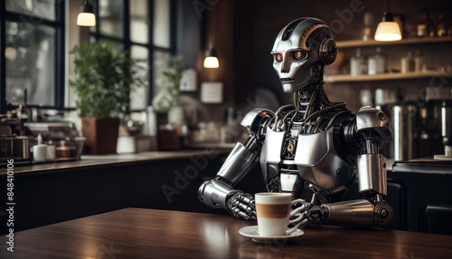 Advanced Robotics in Office: High-Resolution Digital Art of Humanoid AI Assistant and Intelligent Automation for Futuristic Workplace Themes