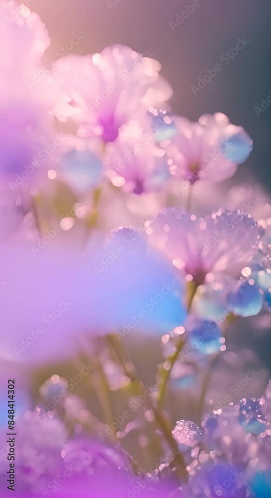 Morning dew raindrops on beautiful spring pastel flowers Morning light and wild flowers Pastel pink blue colors video Beauty Vertical 4k Morning dew raindrops on beautiful spring pastel flowers Morning light and wild flowers Pastel pink blue colors video Beauty Vertical 4k