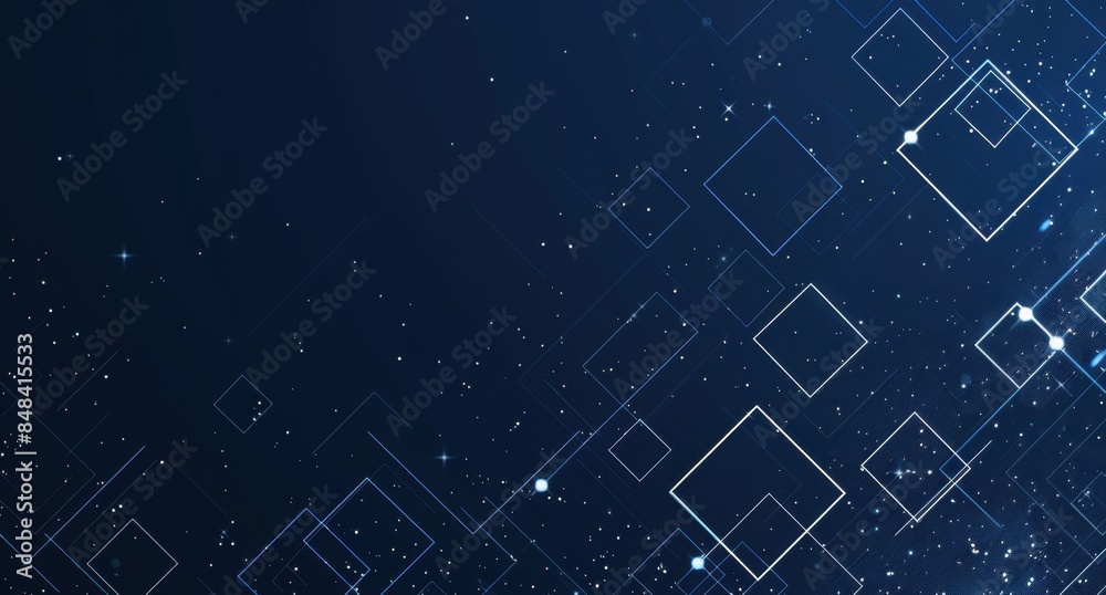 A dark blue background with small white squares, each featuring one large square in the center and four smaller ones arranged around it Generative AI A dark blue background with small white squares, each featuring one large square in the center and four smaller ones arranged around it Generative AI