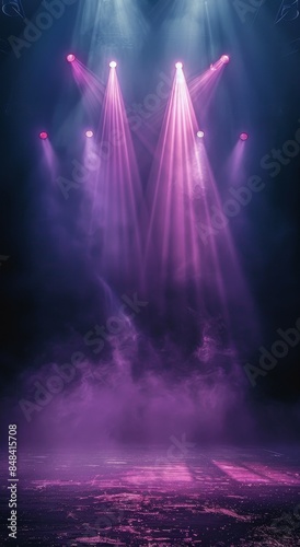 Three Purple Lights Shining on a Dark Water Surface