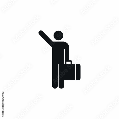 business man taxi suit case icon