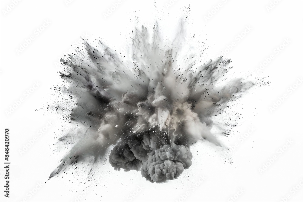 Energetic gray color burst creates a dynamic contrast with the stark white background. Energetic gray color burst creates a dynamic contrast with the stark white background.