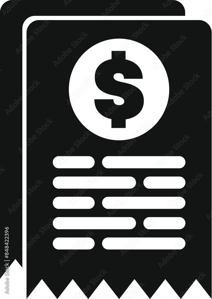 This simple icon represents a payment receipt, ideal for projects related to finance and commerce This simple icon represents a payment receipt, ideal for projects related to finance and commerce