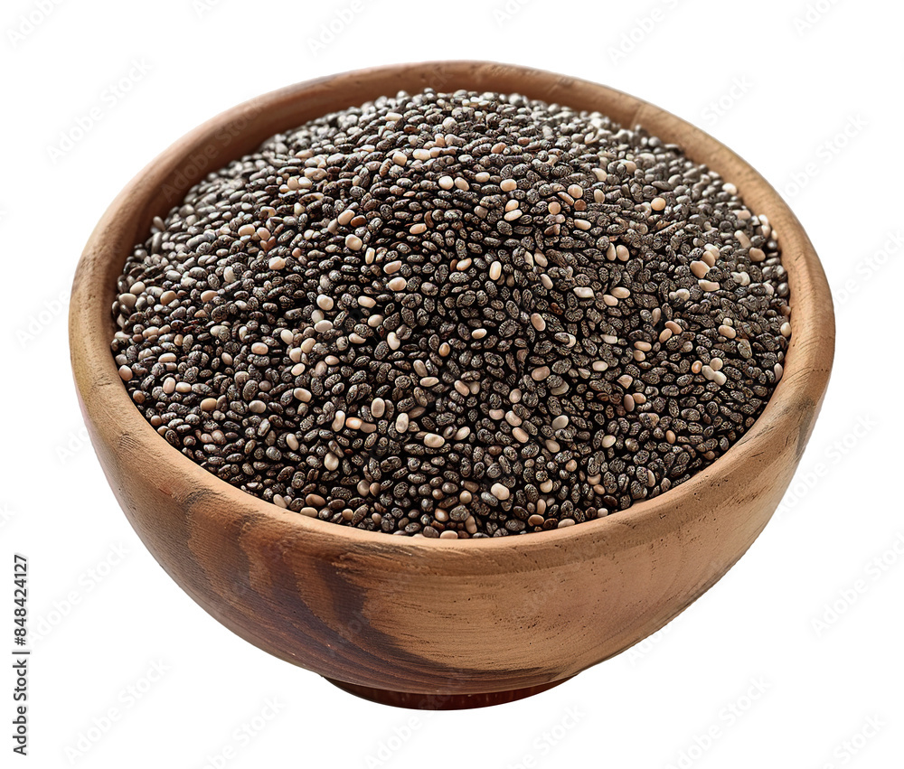 Chia seeds in a bowl isolated on transparent background Chia seeds in a bowl isolated on transparent background