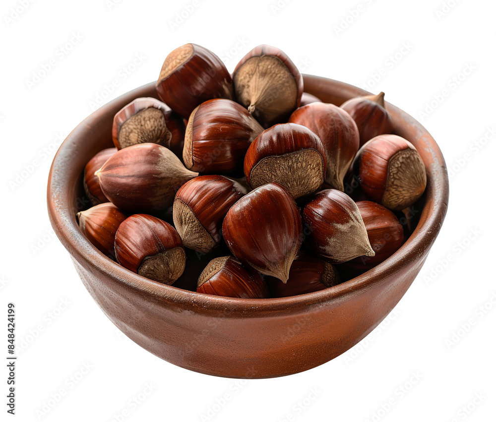 Chestnuts in a bowl isolated on transparent background Chestnuts in a bowl isolated on transparent background