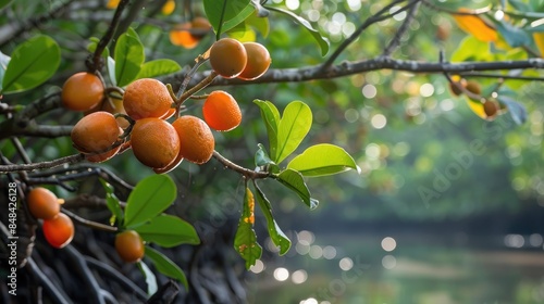 Appearance of youthful mangrove fruit in the morning is exquisite