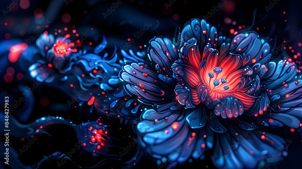 Enchanted Night Flowers with Glowing Petals Enchanted Night Flowers with Glowing Petals