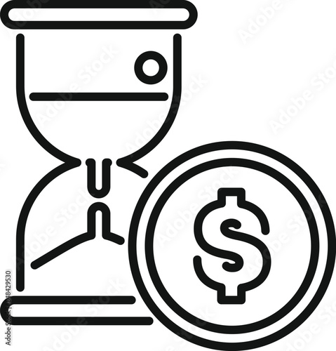 Line art illustration representing the concept of time running out for an important payment