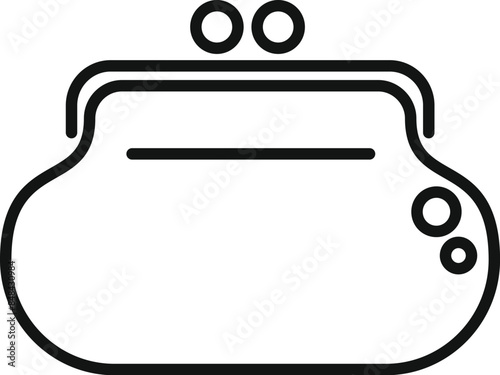 Simple icon of a coin purse with a clasp, bringing a vintage feel to financial concepts