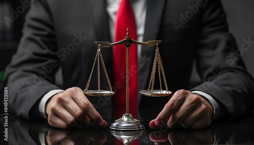 Businessman is studying a red opponent on scales. Research and strategy development, management plan. Confrontation and political struggle. Defeat the opponent in the competition, find weakness