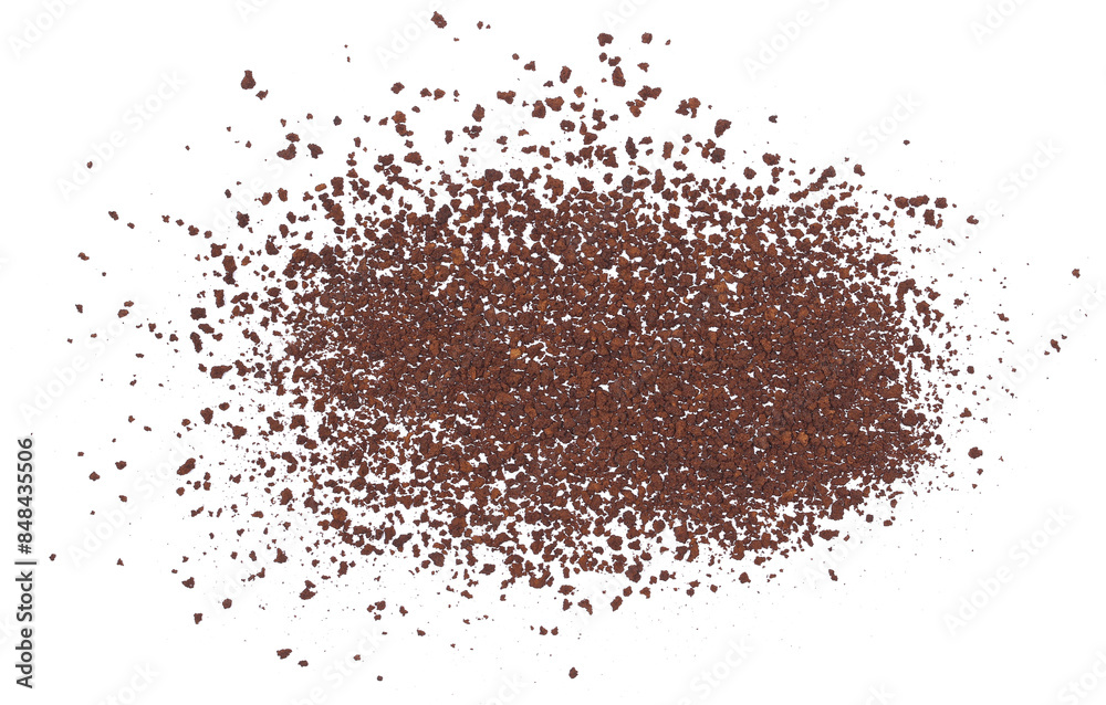 Instant coffee granules, soluble coffee isolated white clipping, top view Instant coffee granules, soluble coffee isolated white clipping, top view
