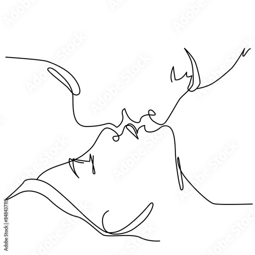 people kissing illustration of just a line