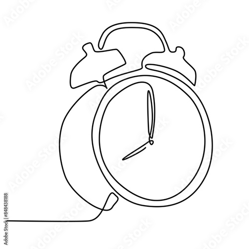 alarm clock drawn in a single line