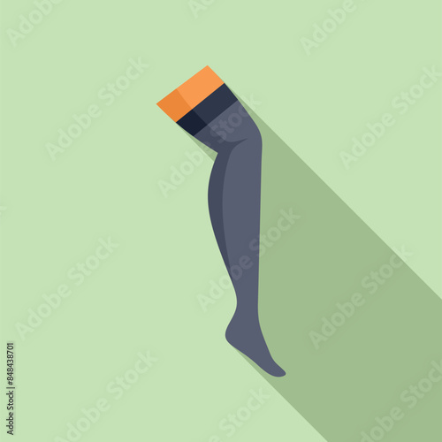 Elastic compression stocking for varicose veins treatment icon showing a leg, flat design style