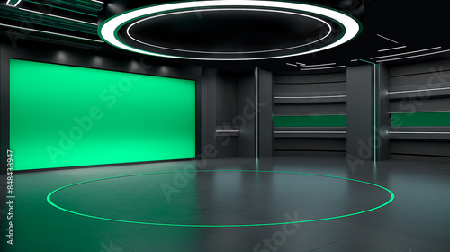 Television studio, virtual studio set. ideal for green screen compositing