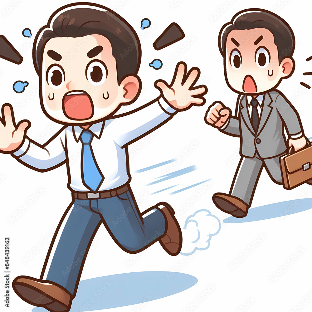 A person who is surprised and runs away with both hands up, Cartoon character, cartoon illustration A person who is surprised and runs away with both hands up, Cartoon character, cartoon illustration