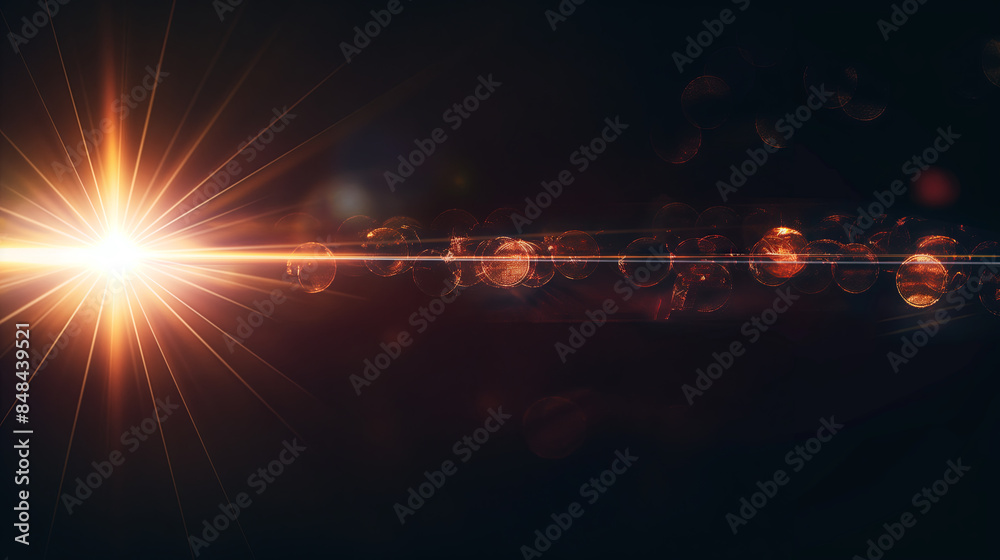 Fototapeta premium Lense flare overlay on black background design element
