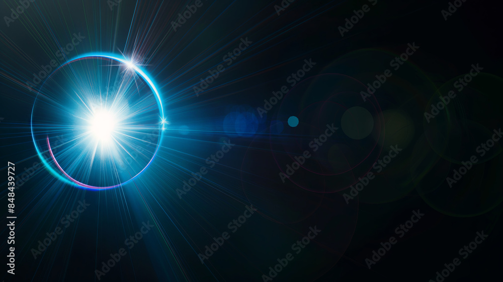 Lense flare overlay on black background design element