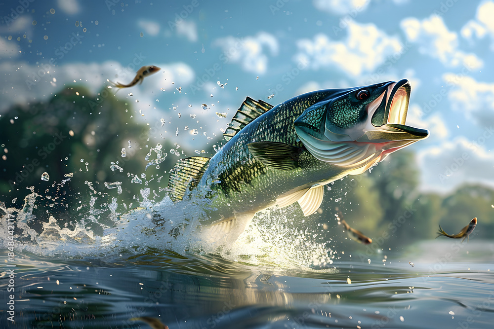Fototapeta premium A big fish jumps out of the water