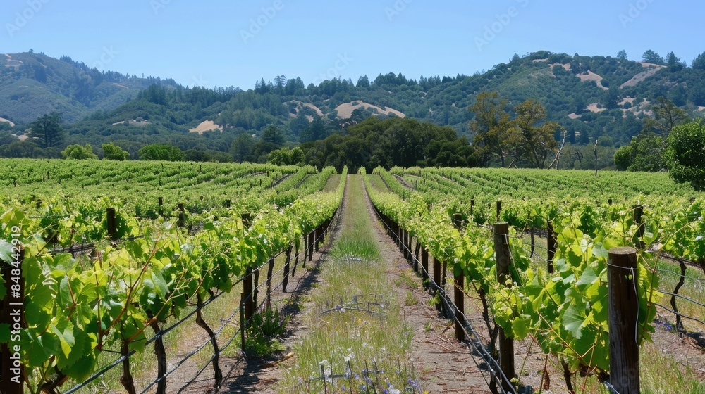 Image of a Lovely Grape Vineyard Primed for Wine Production Image of a Lovely Grape Vineyard Primed for Wine Production