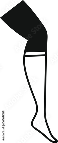 Black silhouette of a woman's leg wearing a stocking, bending at the knee