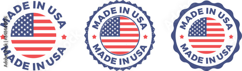 Made in the USA labels icon, made in the USA logo, USA flag , American product emblem, Vector illustration