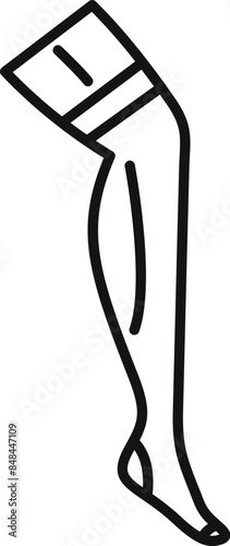Line icon of a woman leg wearing a compression stocking for varicose veins