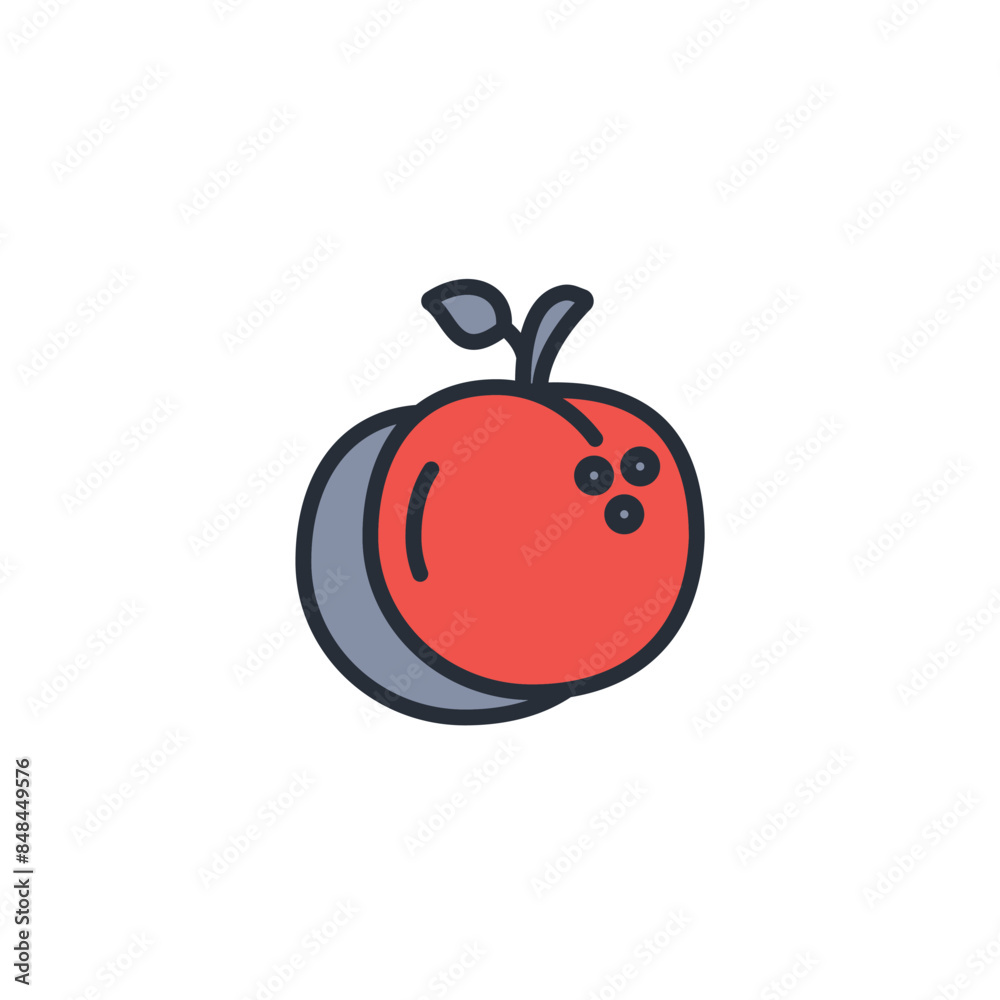 Peach icon. vector.Editable stroke.linear style sign for use web design,logo.Symbol illustration.