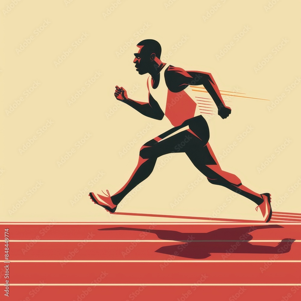 a running on a track in a retro style a running on a track in a retro style
