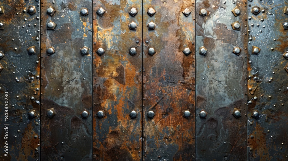 Background of aged and weathered metal plates