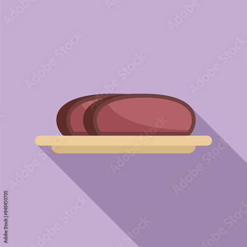 This icon of sliced meatloaf on a wooden tray is perfect for showcasing american cuisine