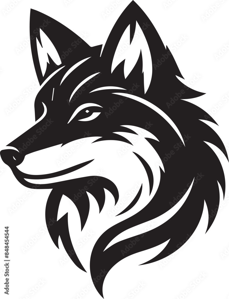 wolf head icon Silhouette Vector 