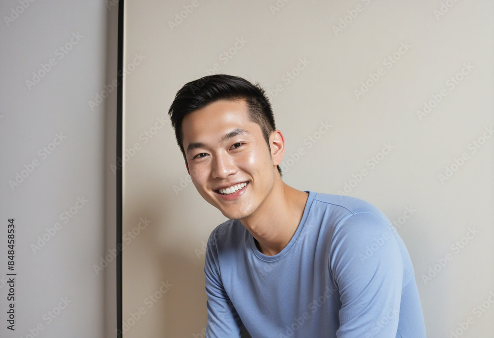 Portrait of a handsome Asian man with a refreshing smile embodying youth and natural beauty