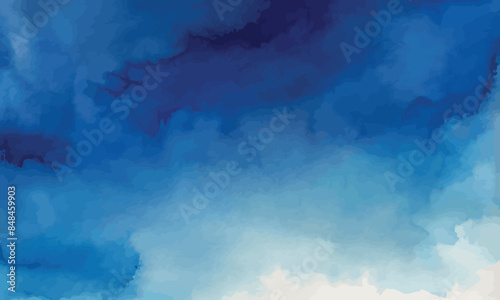 Watercolor Blue Background. Christmas Watercolor Background
