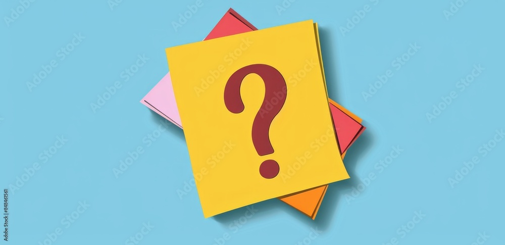 yellow sheet with a question mark on a blue background.Generative AI