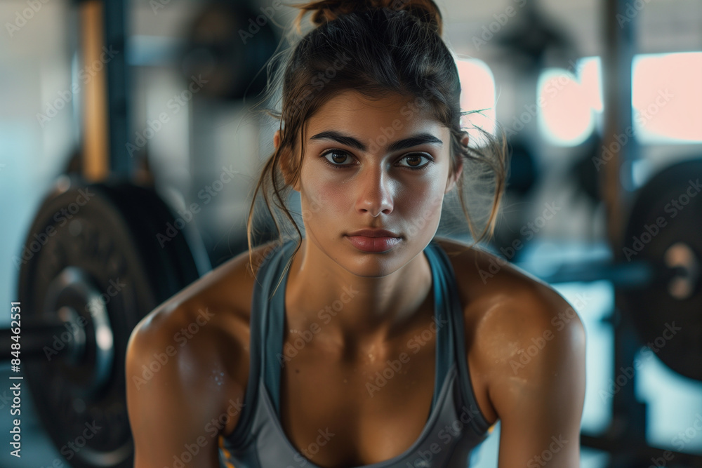 Obraz premium ragazza che si allena in palestra