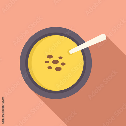 Minimalist illustration featuring a bowl of soup with seeds, providing a simple yet appetizing visual