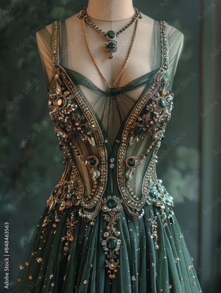 Obraz premium The Emerald Dream Gown This gown is an epitome of understate