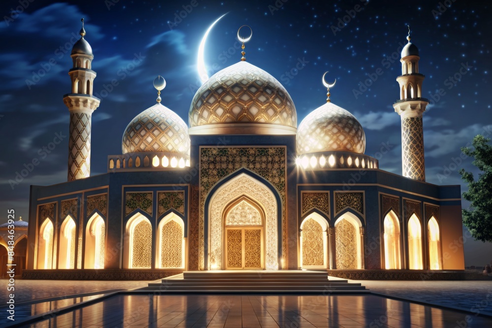 Obraz premium Arabic Mosque 3D render.