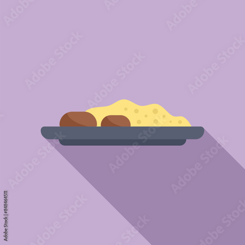 Plate of food representing turkish cuisine with meatballs and rice pilaf, traditional dish