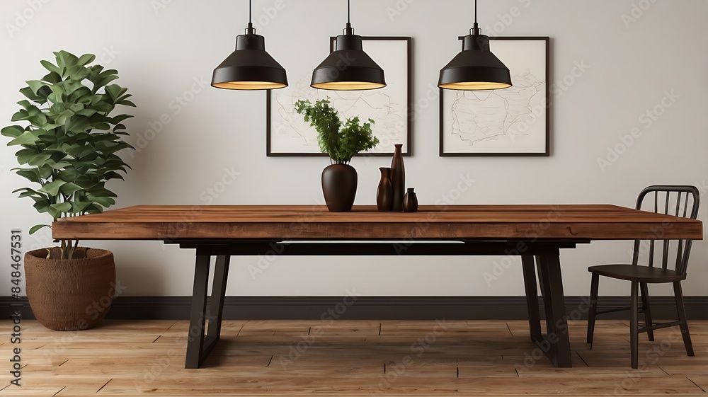 A cozy, sunlit room featuring a wooden table with potted plants A cozy, sunlit room featuring a wooden table with potted plants