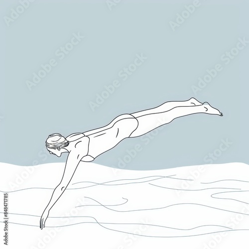 a woman in a swimsuit is diving into the water photo