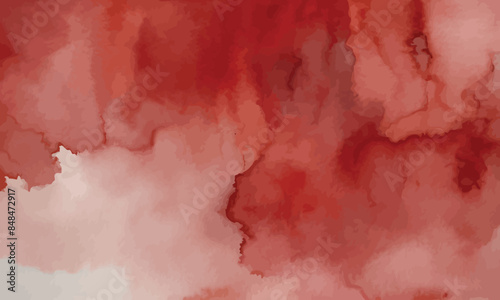 Watercolor Red Background. Christmas watercolor Abstract background