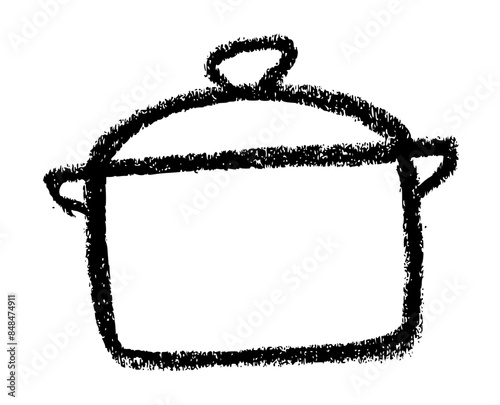 Soup Pot Icon - Crayon Chalk Drawing