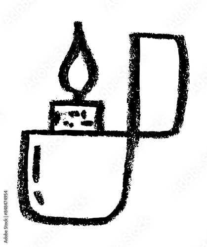 Zippo Lighter fire Icon - Crayon Chalk Drawing