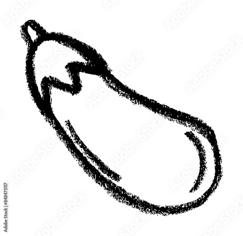 Eggplant Icon - Crayon Chalk Drawing