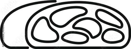 Simple line icon style illustration representing a slice of salami, showing its characteristic fat, on a white background