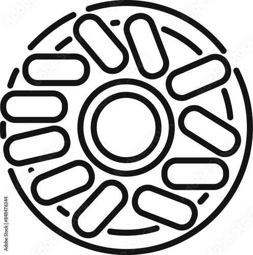Line art icon of a round medicine blister containing pills, representing daily medication or vitamin consumption
