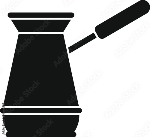 Handle coffee pot holding hot aromatic coffee beverage, isolated on white background